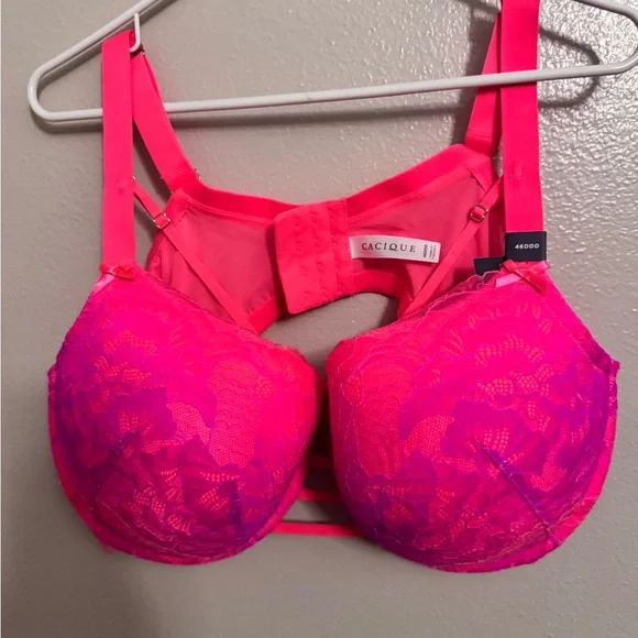 Cacique Vibrant Pink Lace Bra - Picture 2 of 6